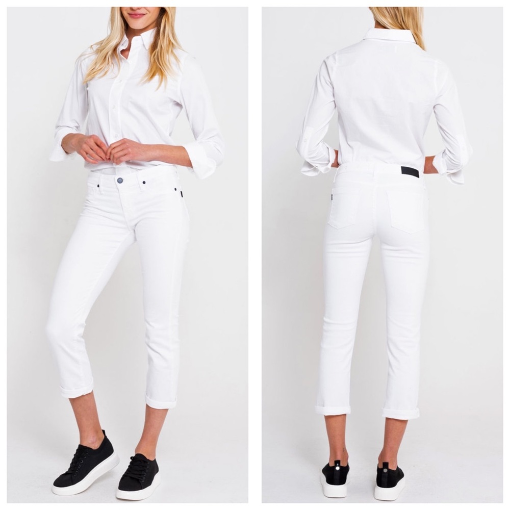NWT Parker Smith Courtney Cuffed Crop Straight Leg White Jeans